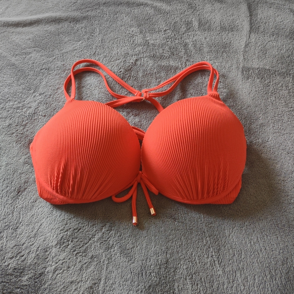 NWOT Shade & Shore coral ribbed bikini top
